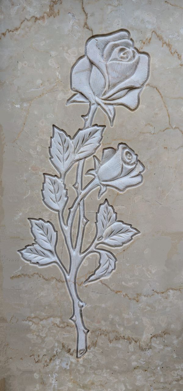 Rilievo Ramo di Rose 2 Boccioli STL Bassorilievo per pantografi CNC