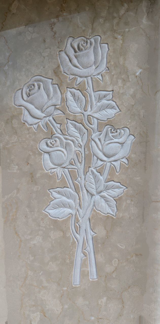 Rilievo Ramo di Rose 4 Boccioli STL Bassorilievo per pantografi CNC