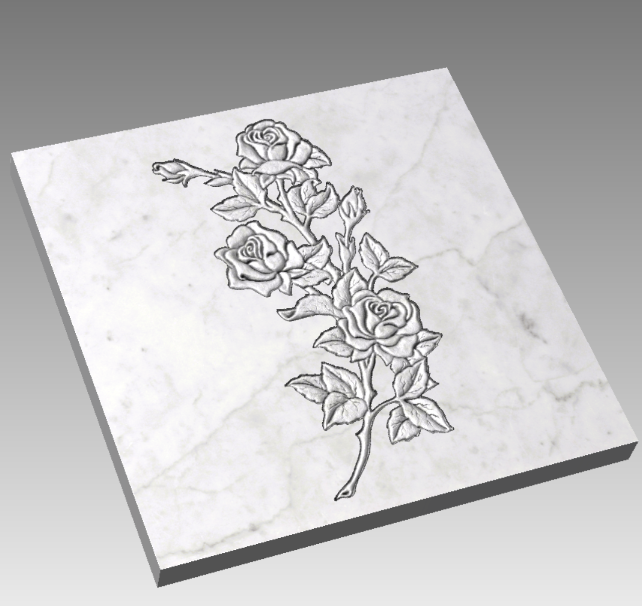 Rilievo Rosa 5 Boccioli STL Bassorilievo per pantografi CNC