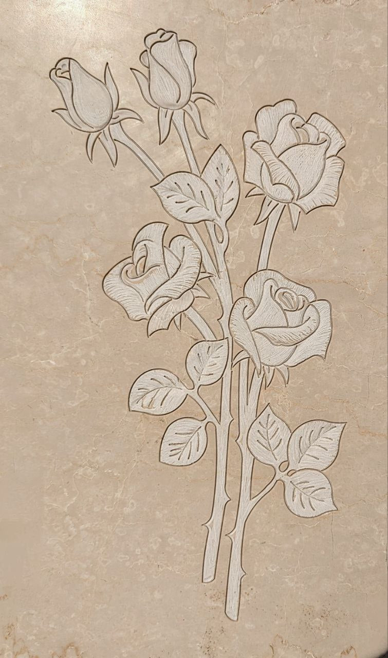 Relieve Rosa Rama 3 Brotes STL Bajorrelieve para pantógrafos CNC e impresoras 3D art.458