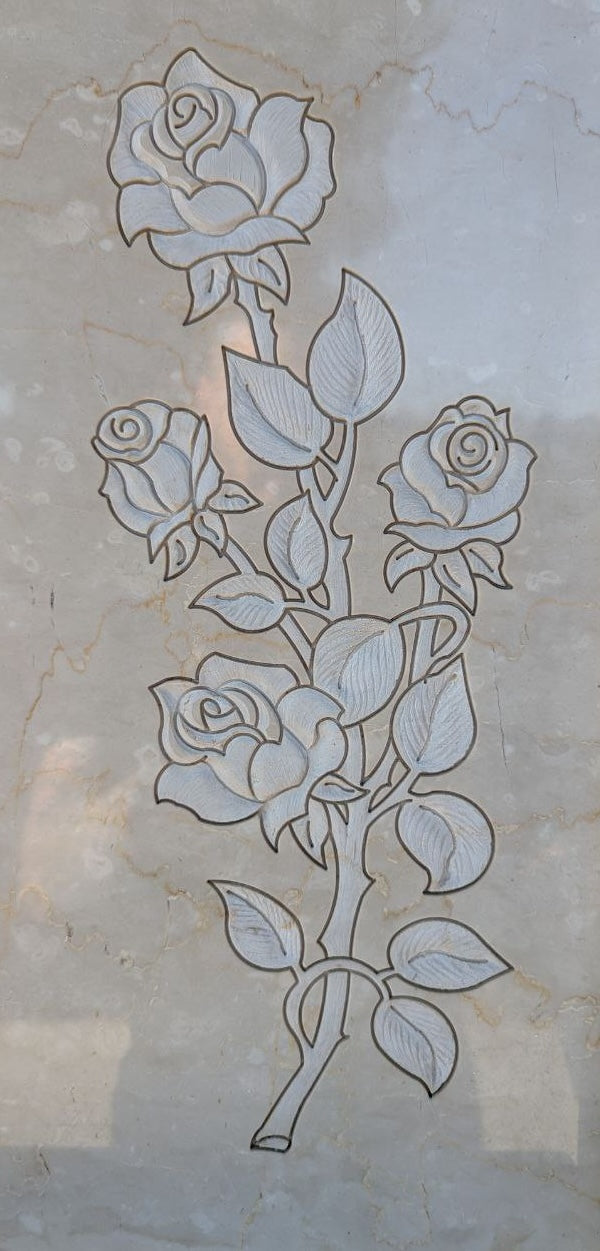 Rilievo Ramo di Rose 4 Boccioli STL Bassorilievo per pantografi CNC