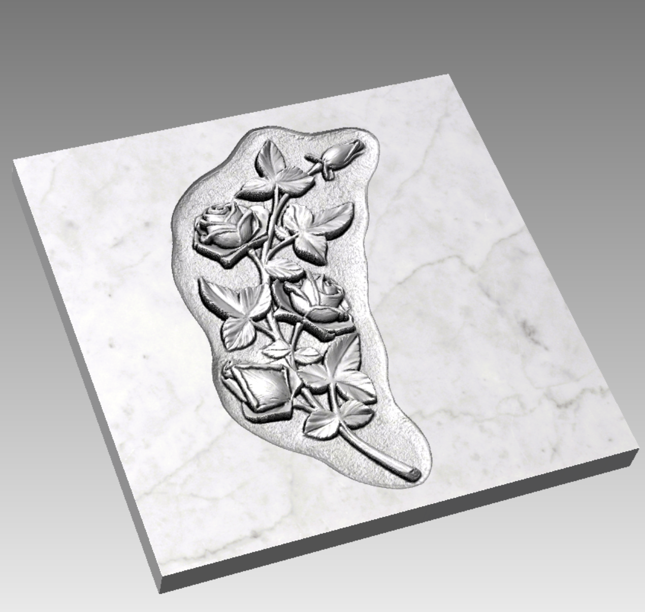 Rilievo Ramo di Rose piegato STL Bassorilievo per pantografi CNC