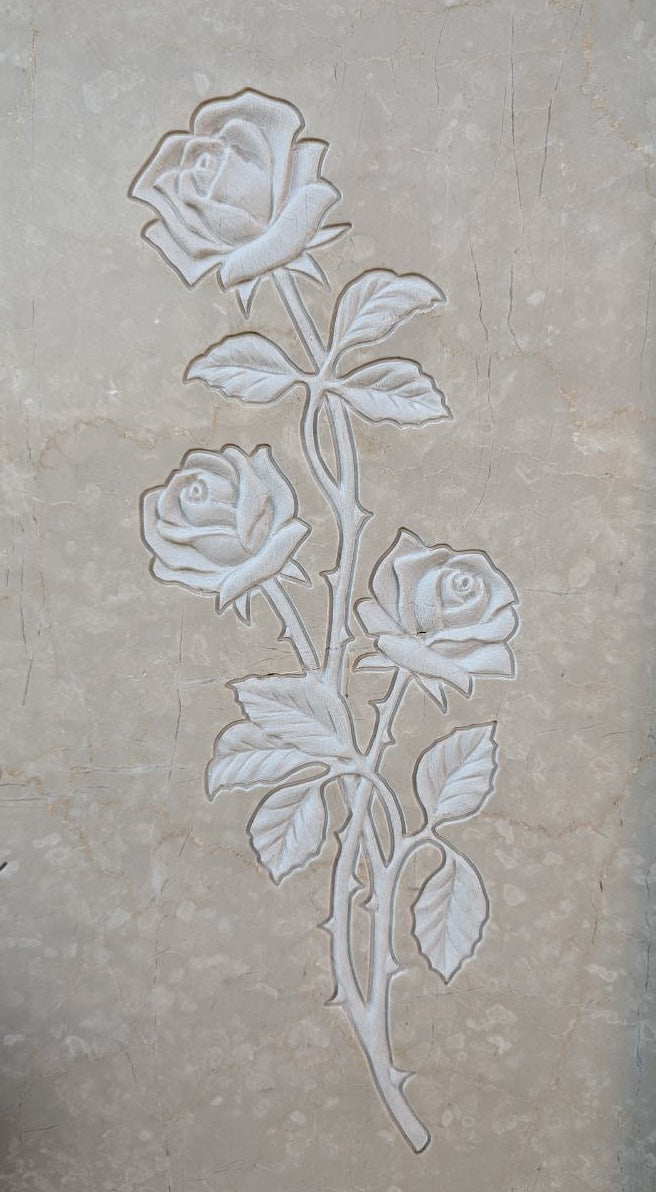 Rilievo Ramo di Rose 3 Boccioli STL Bassorilievo per pantografi CNC