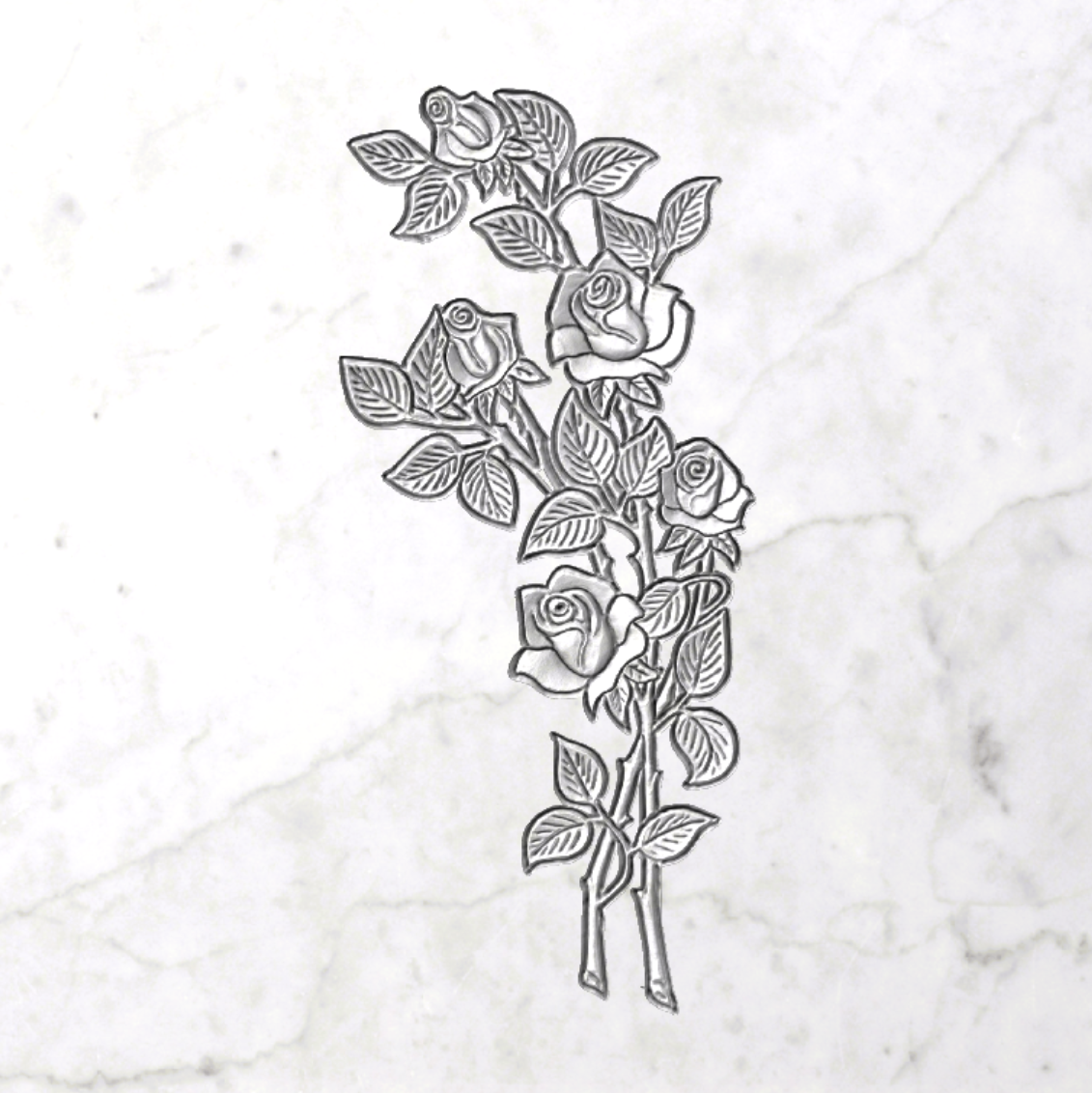 Rose Branch Relief 5 Buds STL Bajorrelieve para pantógrafos CNC e impresoras 3D art.460