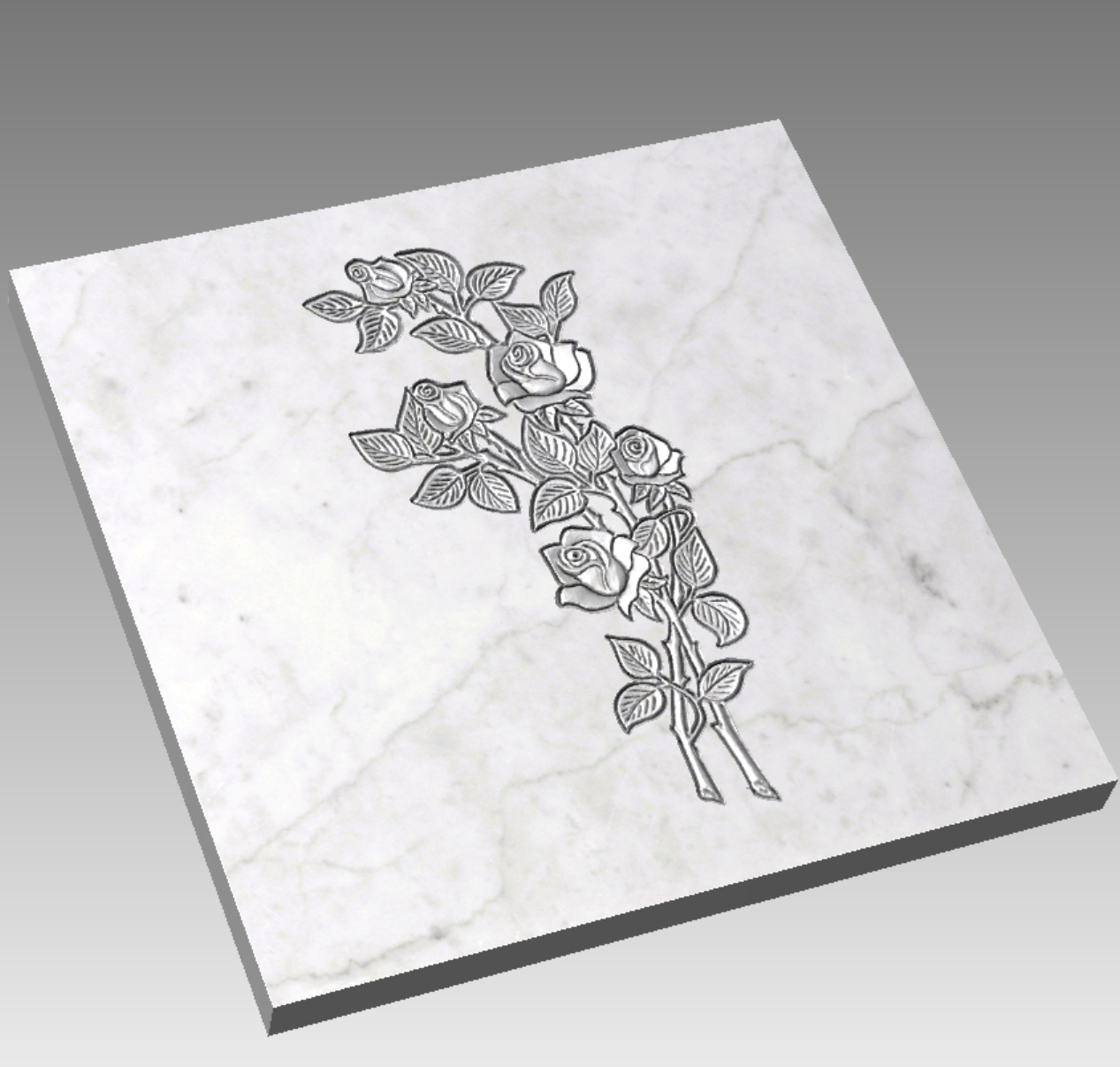 Rose Branch Relief 5 Buds STL Bajorrelieve para pantógrafos CNC e impresoras 3D art.460