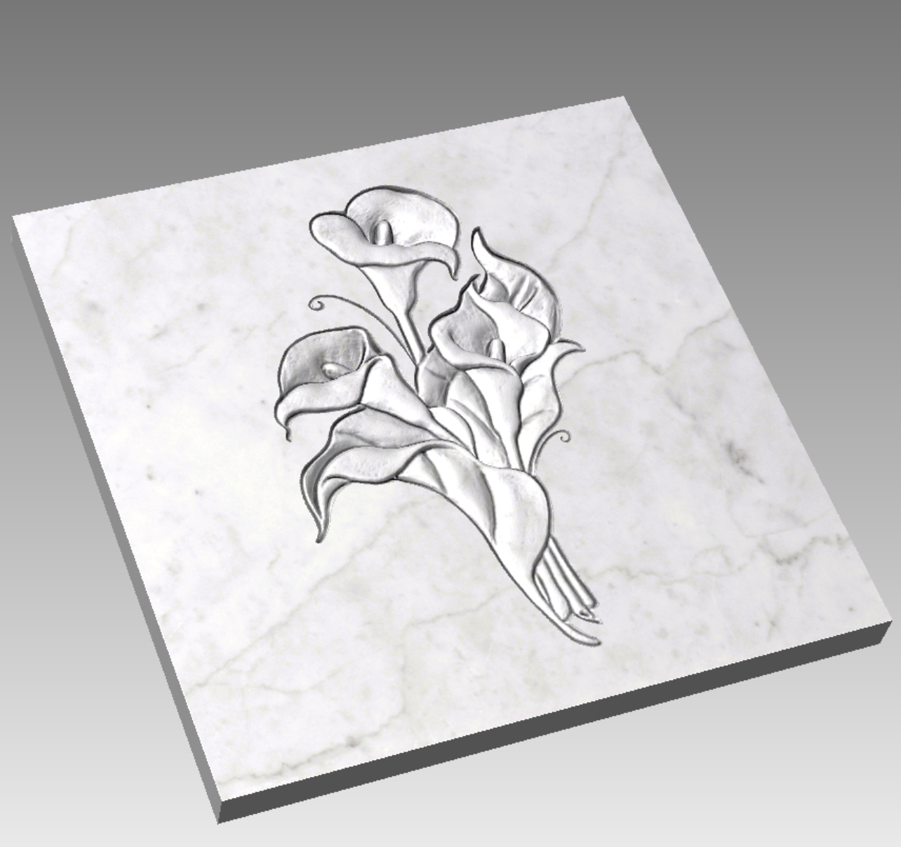 Rilievo 3 Calle con foglie STL Bassorilievo per pantografi CNC