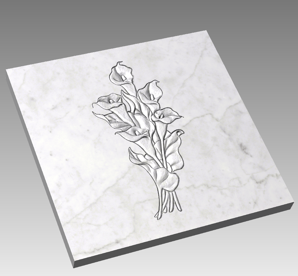 Rilievo 5 Calle con foglie STL Bassorilievo per pantografi CNC