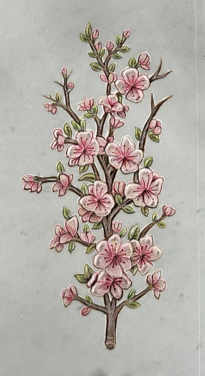 Rilievo Fiore di Pesco STL Bassorilievo per pantografi CNC