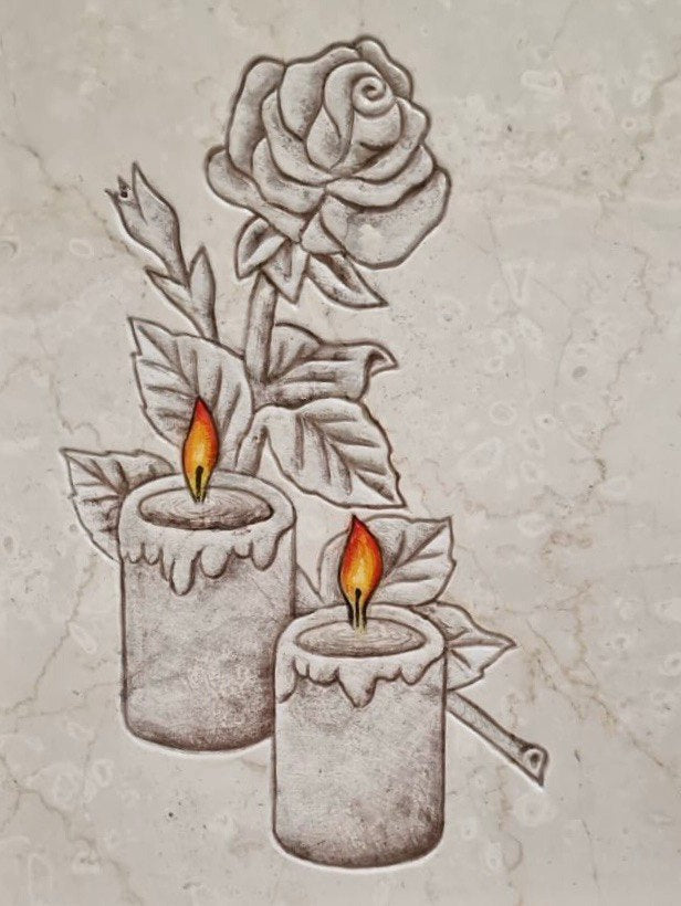 Rilievo Rose con Candele STL Bassorilievo per pantografi CNC