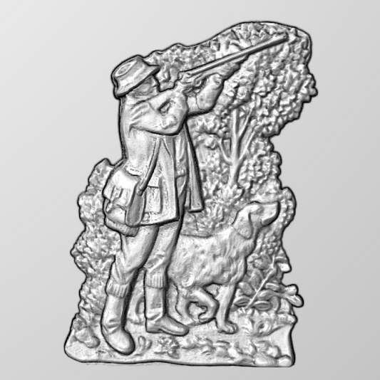 Relief of the Hunter with dog STL Bas-relief for CNC pantographs and 3D printers art.213
