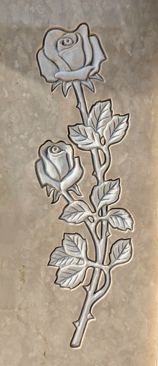 Relieve Rosa Rama 3 Brotes STL Bajorrelieve para pantógrafos CNC e impresoras 3D art.458