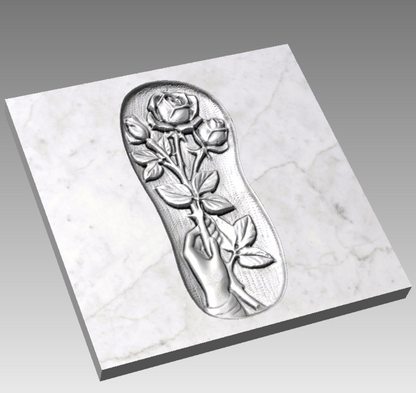 Rilievo Ramo di Rose con la Mano STL Bassorilievo per pantografi CNC e Stampanti 3D art.455