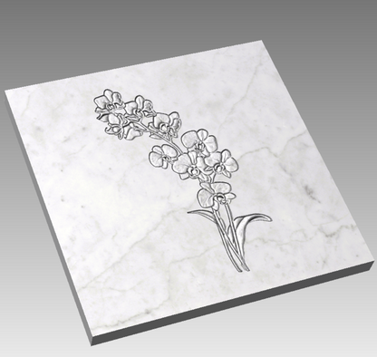 Rilievo Tralcio Orchidea STL Bassorilievo per pantografi CNC e Stampanti 3D art.461