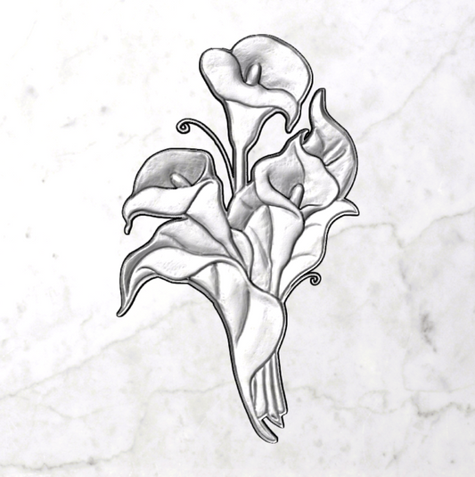 Relief 3 Calla lilies with leaves STL Bas relief for CNC pantographs and 3D printers art.464