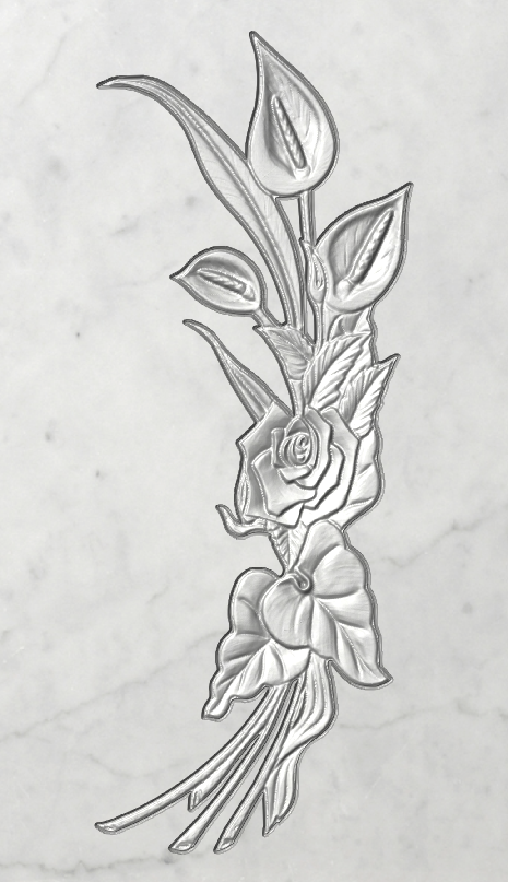 Relieve Rosa Rama 3 Brotes STL Bajorrelieve para pantógrafos CNC e impresoras 3D art.458