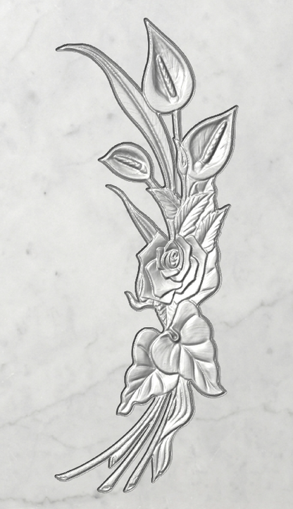 Relieve Rosa Rama 3 Brotes STL Bajorrelieve para pantógrafos CNC e impresoras 3D art.458