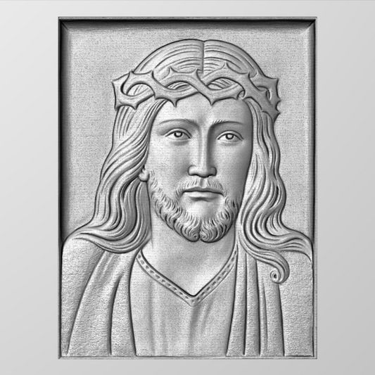 Rilievo Gesù Cristo STL Bassorilievo per pantografi CNC