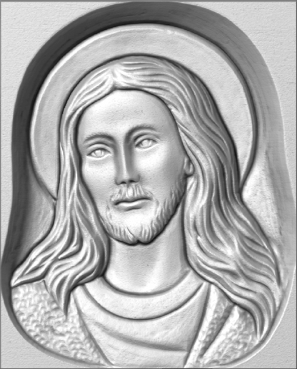 Relieve Jesucristo con aureola STL Bajorrelieve para pantógrafos CNC e impresoras 3D art.603