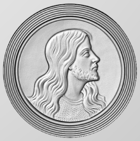 Relief Jesus Christ in the circle STL Bas-relief for CNC pantographs and 3D printers art.606