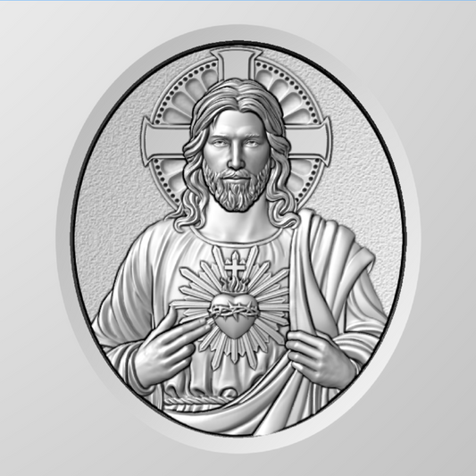 Relief Jesus Christ with heart STL Bas relief for CNC pantographs and 3D printers art.608