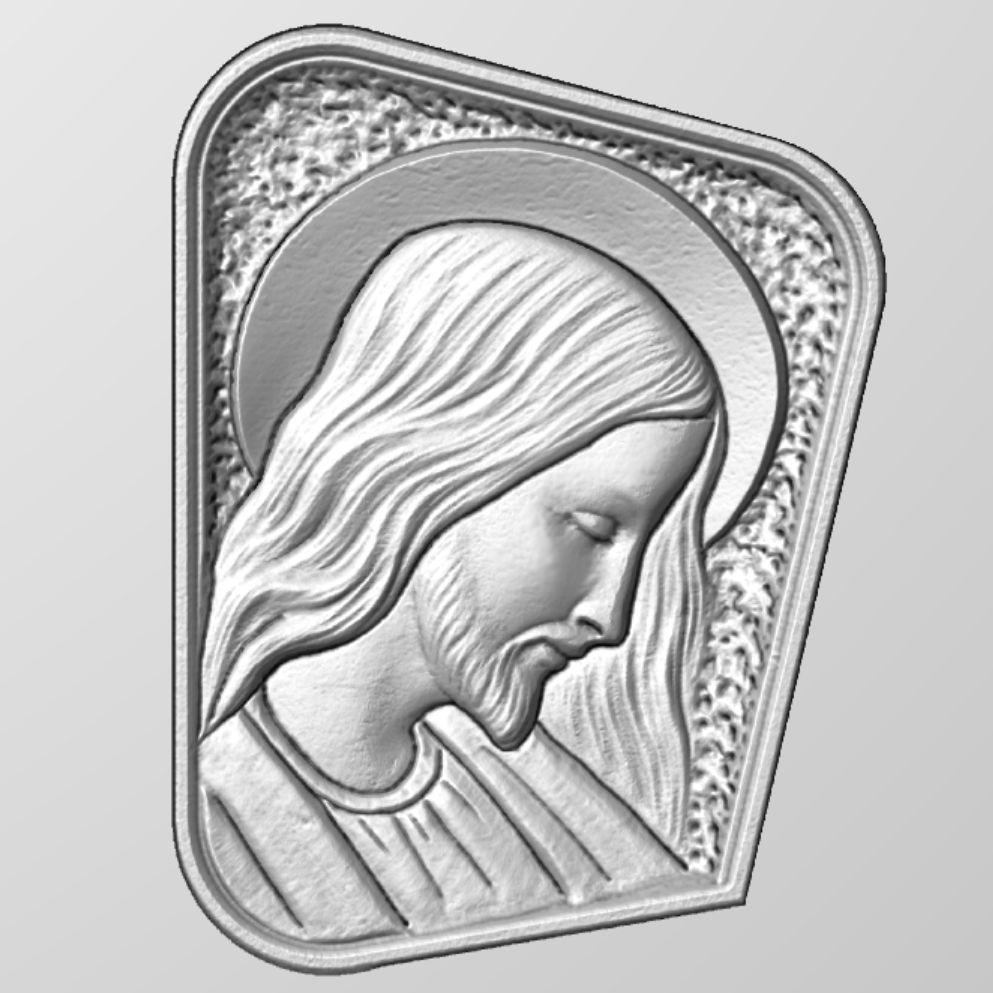 Rilievo di Gesù Cristo STL bassorilievo per pantografi CNC