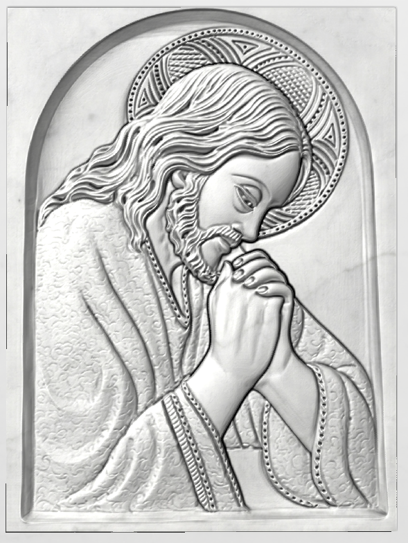 Rilievo del Gesù Cristo mani giunte STL Bassorilievo per pantografi CNC