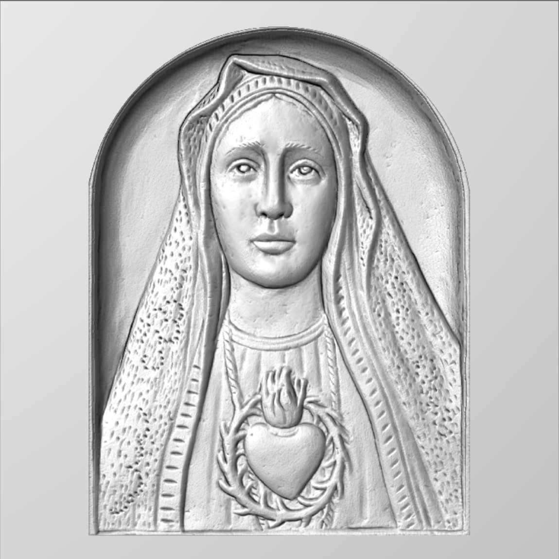 Rilievo della Madonna con cuore STL Bassorilievo per pantografi CNC