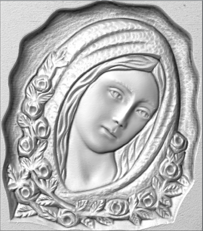 Virgen en relieve con rosas STL Bajorrelieve para pantógrafos CNC e impresoras 3D art.657