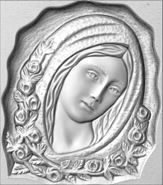 Relief Madonna with roses STL Bas relief for CNC pantographs and 3D printers art.657