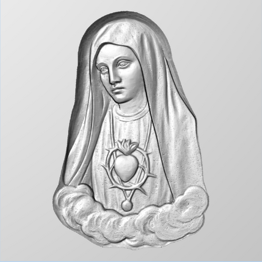 Relief of the Madonna with heart STL Bas-relief for CNC pantographs and 3D printers art.653
