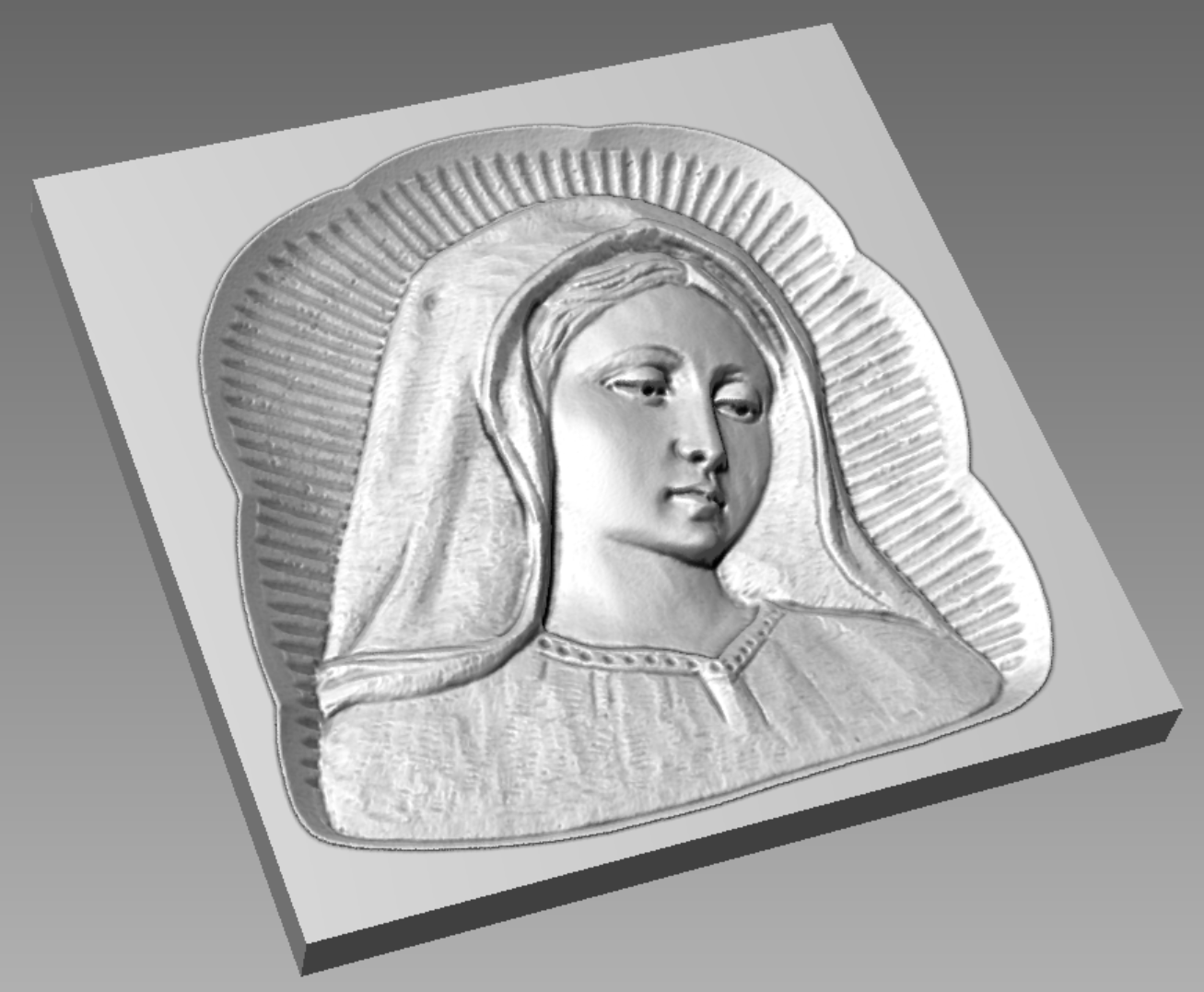 Relieve de la Virgen STL Bajorrelieve para pantógrafos CNC e impresoras 3D art.658