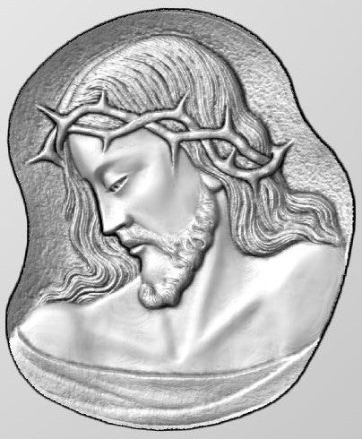 Rilievo Gesù Cristo con corona di spine STL Bassorilievo per pantografi CNC