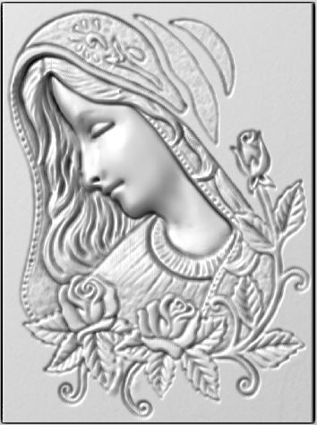 Rilievo della Madonna con Rose e Foglie STL Bassorilievo per pantografi CNC e Stampanti 3D art.648 - Modelli 3D Arte Sacra - Modelli 3D Arte Sacra e Non Solo - Modelli 3D Arte Sacra