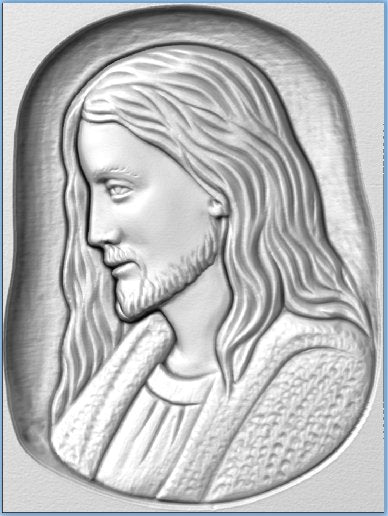 Rilievo di Gesù Cristo STL bassorilievo per CNC pantografo art. 618 - Modelli 3D Arte Sacra - Modelli 3D Arte Sacra e Non Solo - Modelli 3D Arte Sacra